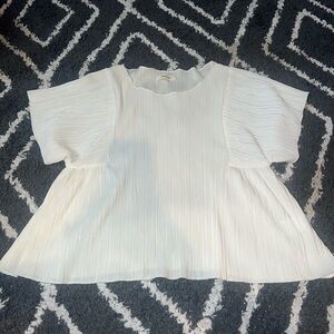 Madewell Women Cream Texture Thread Micro Pleat Top Size Small